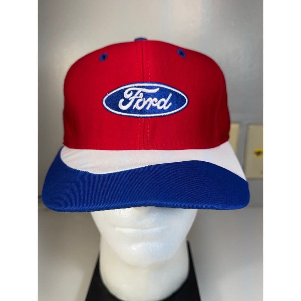 Vintage Ford Motor Company Red White Blue Snapback Hat Cap USA